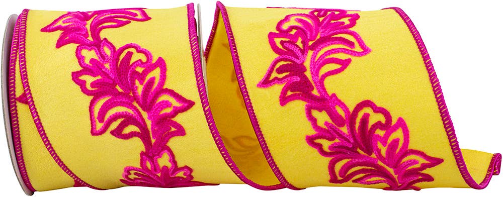 Filigree Embroidery Leaf Vine Dupioni Deluxe Wired Edge