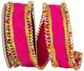 Beaded Candy Edge Deluxe Wired Edge, Fuchsia, 2-1/2 In