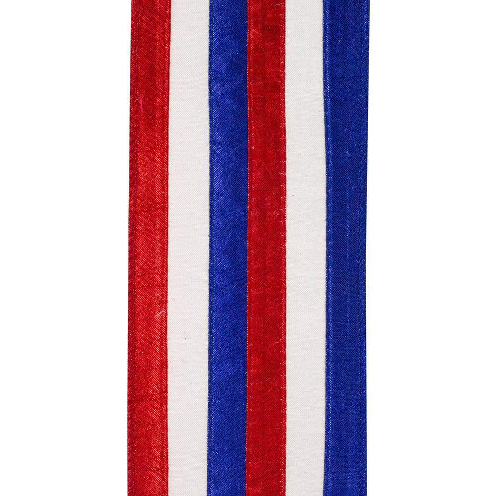 Patriotic Metallic Stripes Deluxe Dupioni Backed Wired Edge