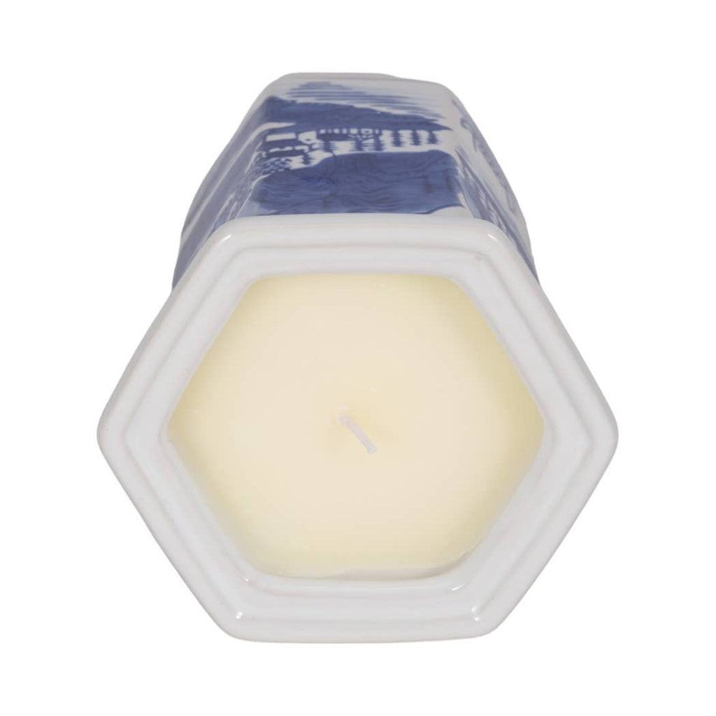 Candle - Blue Ceramic Sage and Eucalyptus Chinoiserie, 6 Oz