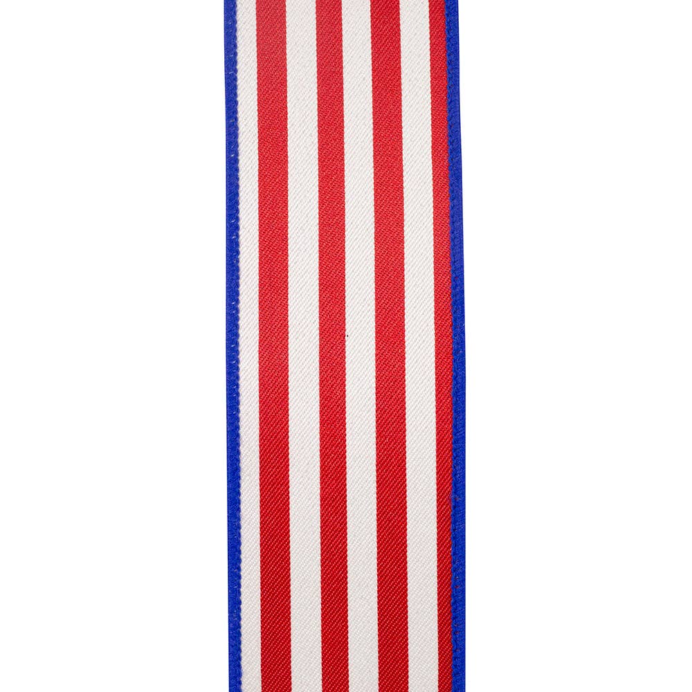 Striped Twill Deluxe Dupioni Backed Wired Edge, Red/blue