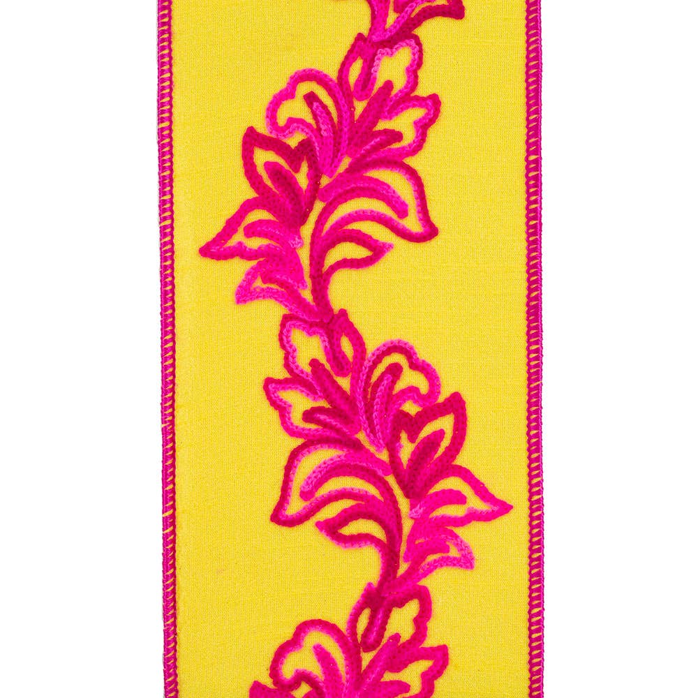 Filigree Embroidery Leaf Vine Dupioni Deluxe Wired Edge