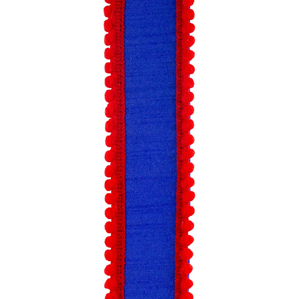 Pom Pom Mini Edge Trimming Dupioni Deluxe Wired Edge Royal