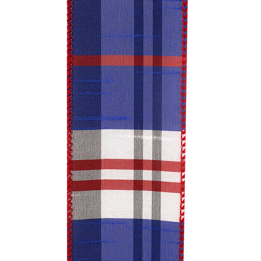 Plaid Americana Dupioni Grand Wired Edge, Red/white/blue 40F