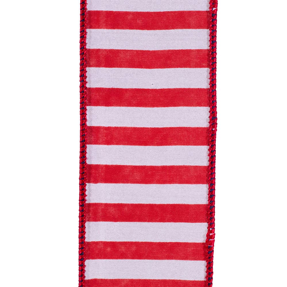Stars Dupioni Dlx Striped Backing Wired Edge, Navy/red 40F