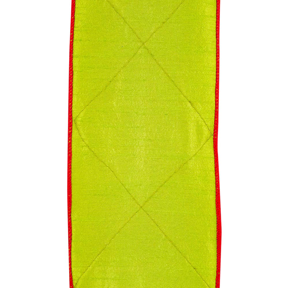 Diamond Trime Lux Wired Edge, Lime/red, 4 In, 5 Yards