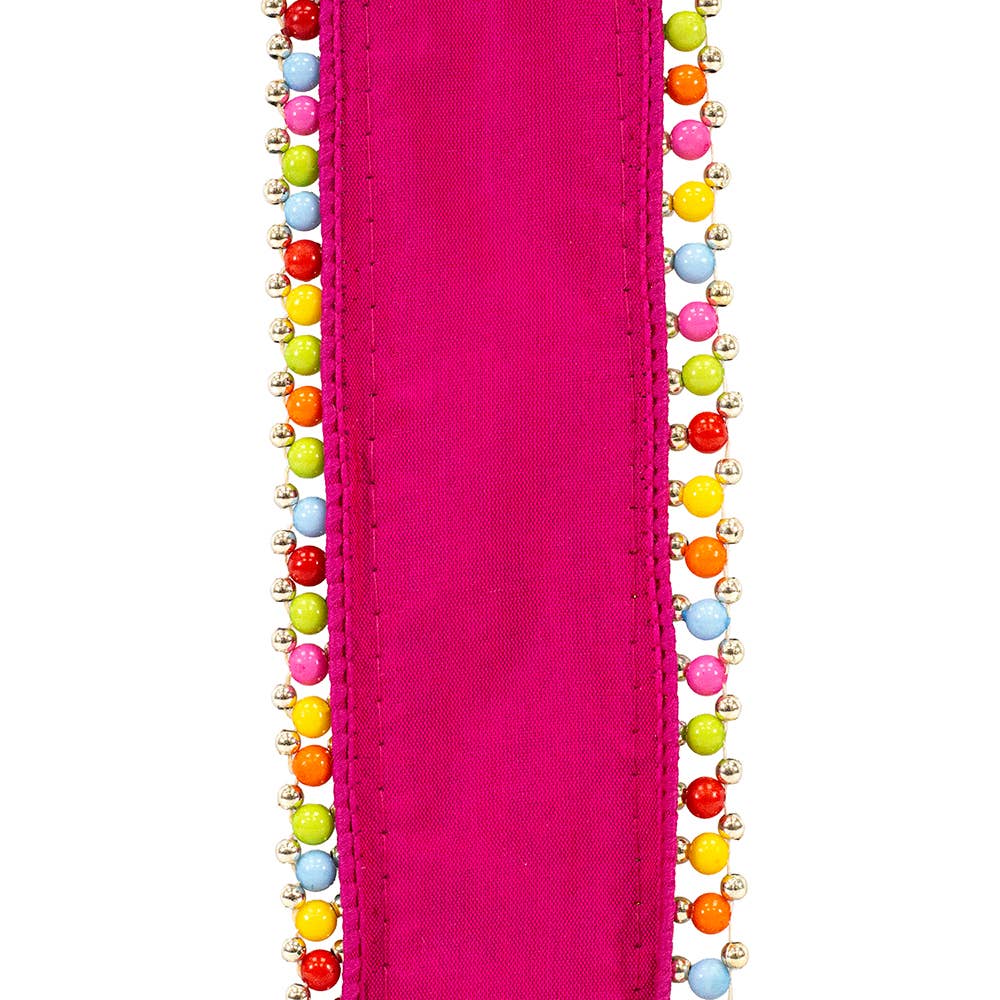 Beaded Candy Edge Deluxe Wired Edge, Fuchsia, 2-1/2 In