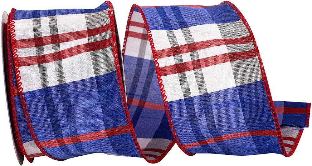 Plaid Americana Dupioni Grand Wired Edge, Red/white/blue 40F
