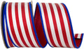 Striped Twill Deluxe Dupioni Backed Wired Edge, Red/blue