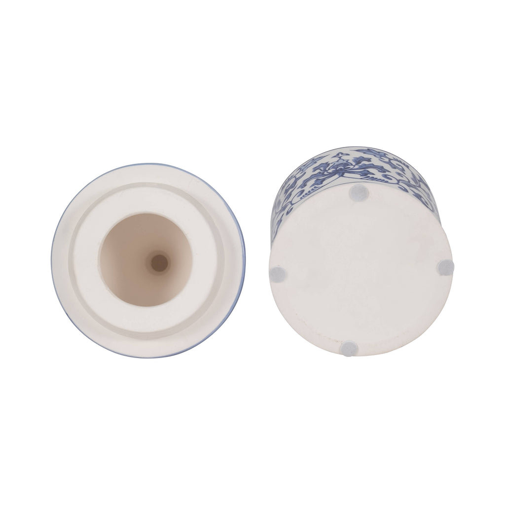 Candle - Blue Ceramic Plumeria Chinoiserie Pagoda, 9 Oz