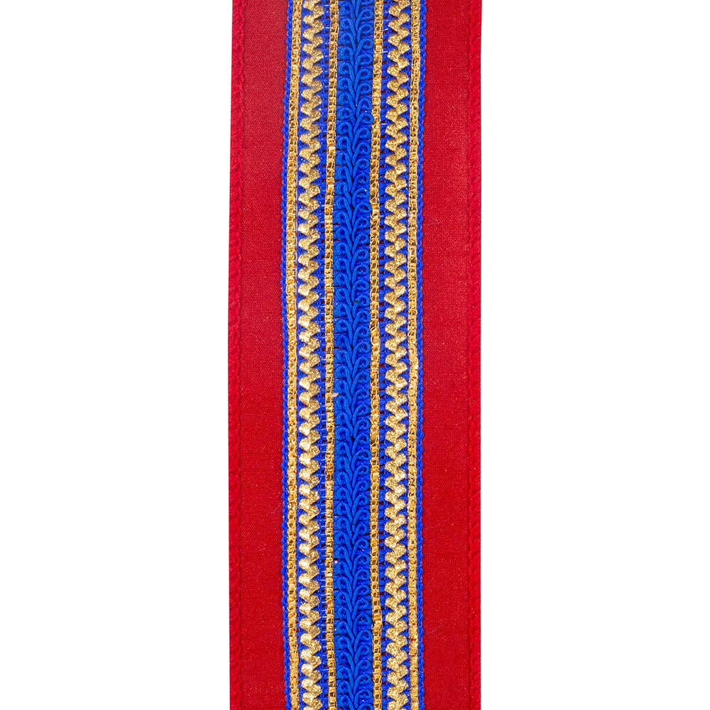 Regal Stripe Red Trimming Dupioni Deluxe Wired Edge