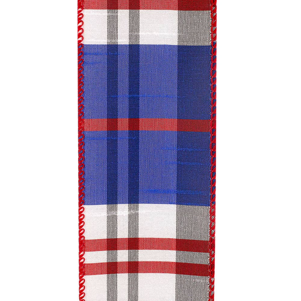 Plaid Americana Dupioni Grand Wired Edge, Red/white/blue 40F