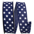 Patriotic Stars On Navy Wired Edge, Navy, 1-1/2 In, 20 Yards