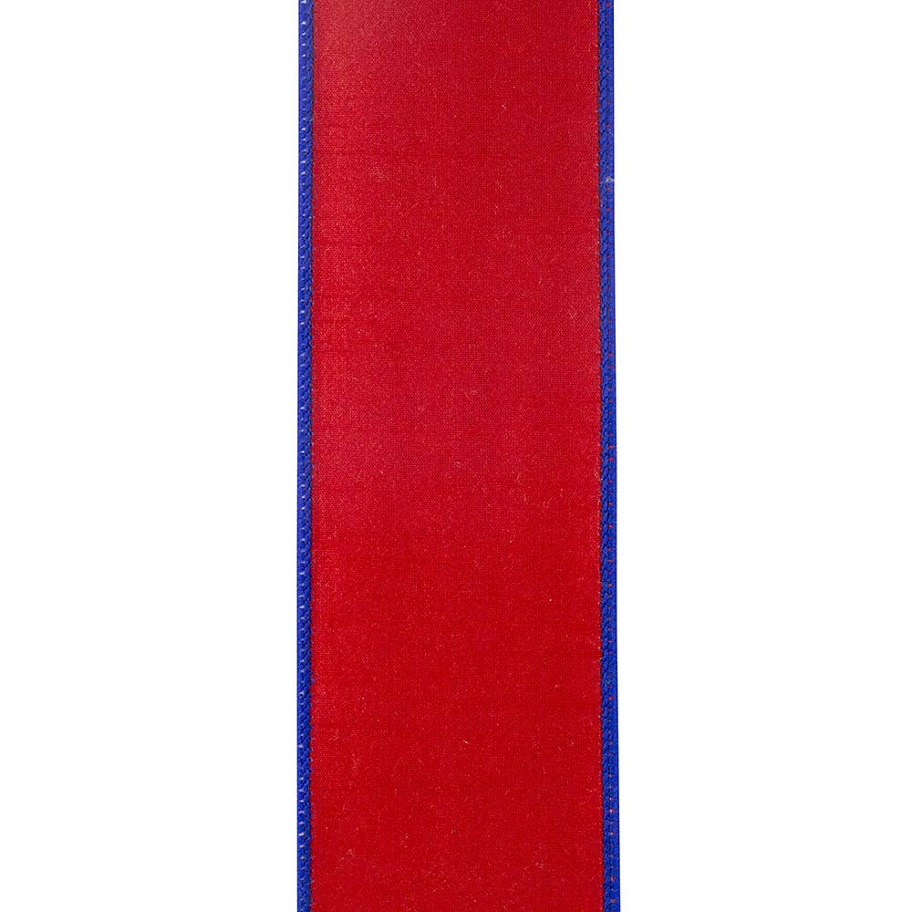 Striped Twill Deluxe Dupioni Backed Wired Edge, Red/blue