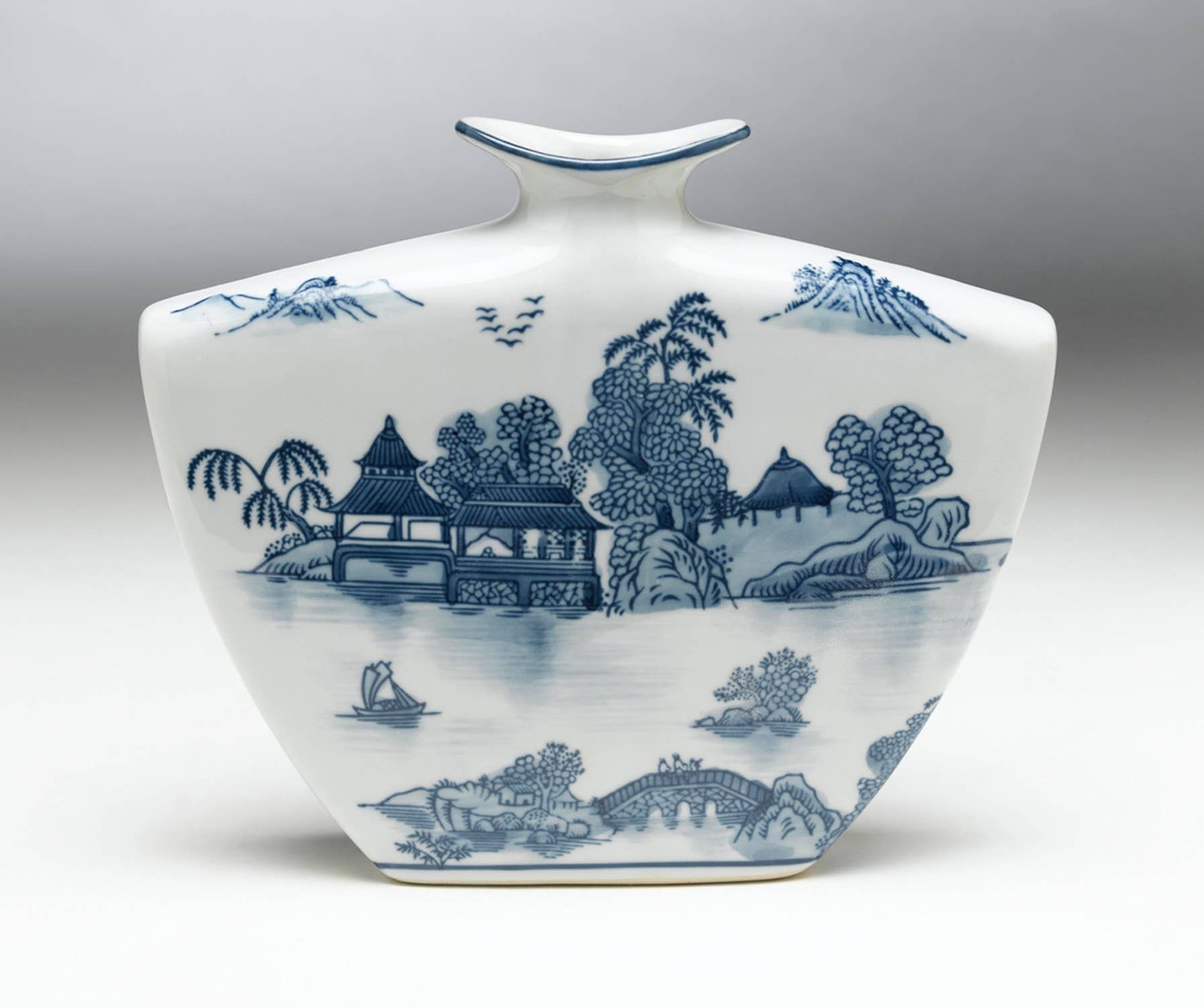 Narrow Shaped Blue Willow Vase