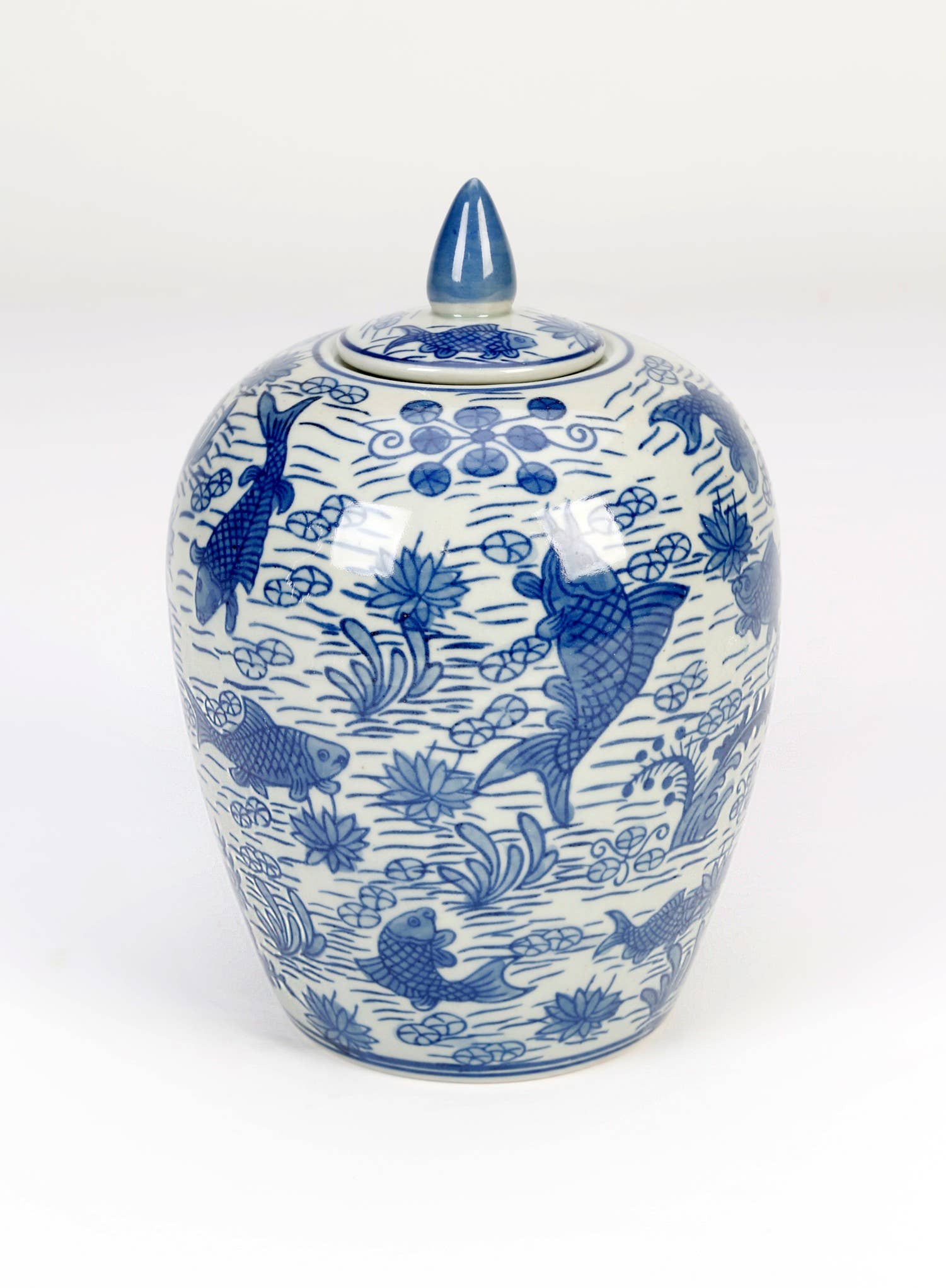 8.5" Ginger Jar, Koi Pond Design
