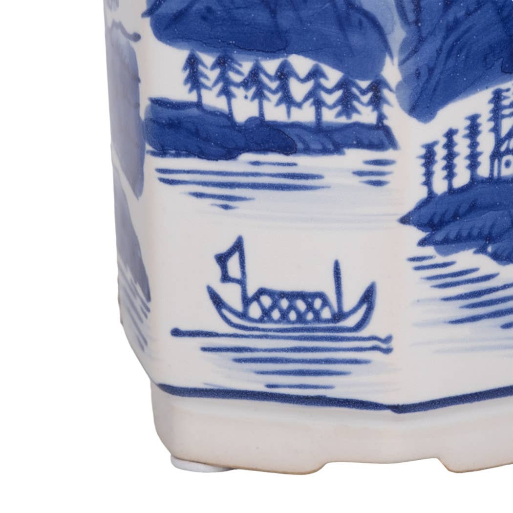 Candle - Blue Ceramic Sage and Eucalyptus Chinoiserie, 6 Oz