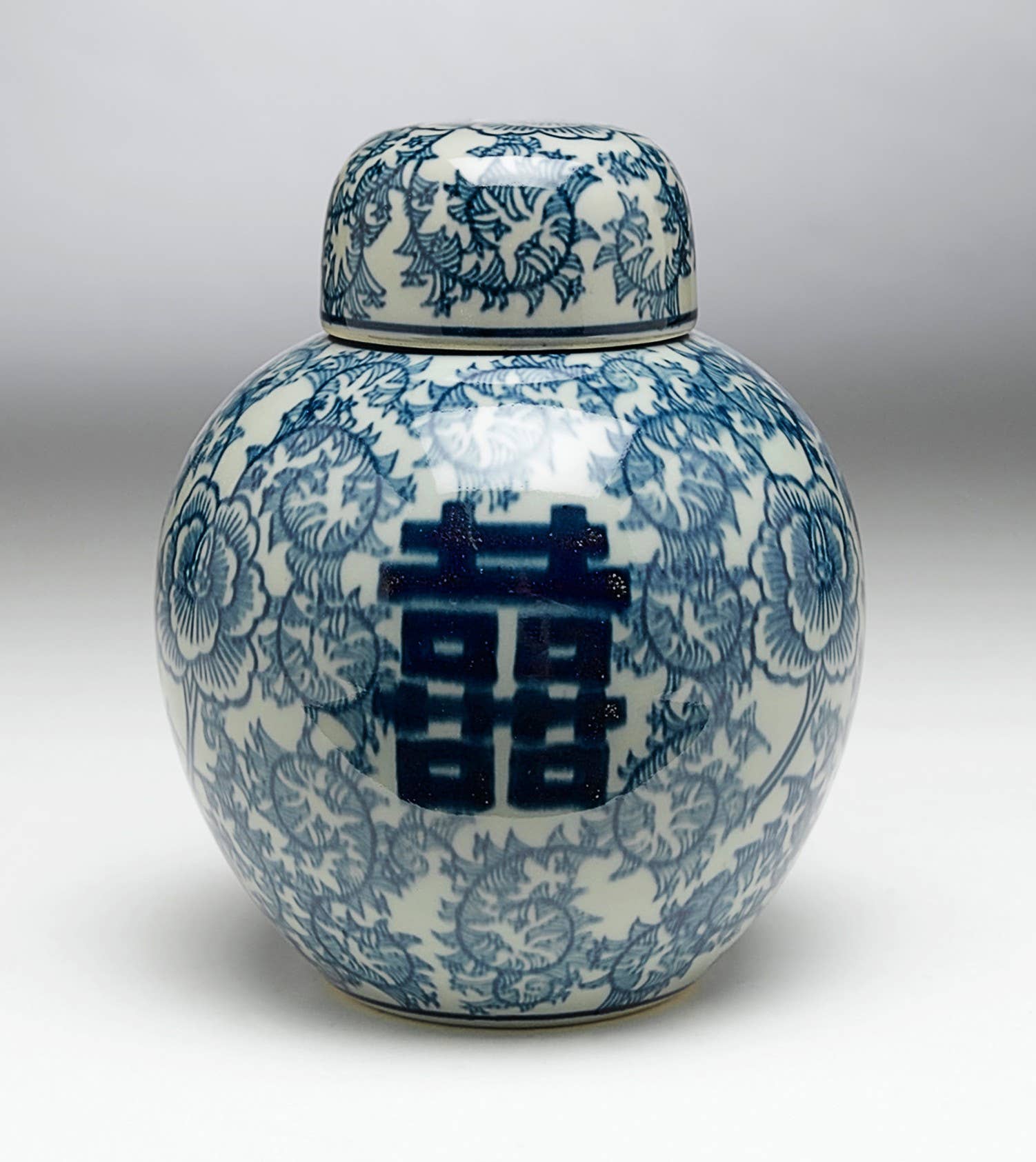 Double Happiness Design 8" Round Ginger Jar