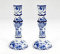 Blue and White Floral Candlestick Pair
